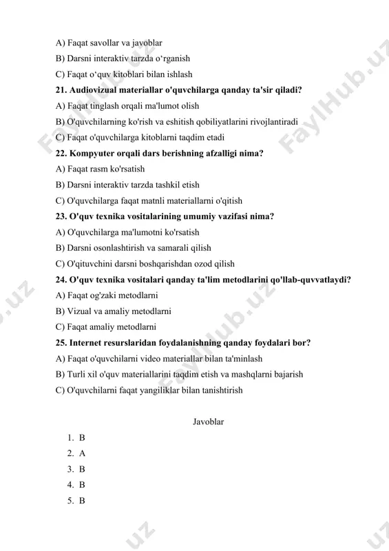 o’quv texnika vositalari test savollari - Page 4
