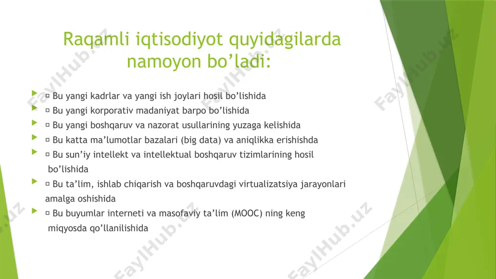 masini qo'llagan. biroq, katta ma'lumotlar avval ham bo'lgan. mutaxassislarning fikricha, kuniga 100 gb dan ko'p ma'lumot tushadigan oqimlarga big data deb aytilar ekan. dunyoda raqamlangan ma'lumotlar hajmi #ekponent bo'yicha o'sib bormoqda. ibs kompaniyasining ma'lumotlariga qaraganda, 2003-yilda 5 eksabayt(1 eksabayt - 1 milliard gigabayt) ma'lumot yig'ilgan ekan. 2008-yilda u 0.18 zettabayt(1 zettabayt = 1024 eksabayt) gacha, 2011-yilga kelib 1.76 zettabayt, 2013-yilda 4.4 zettabaytgacha yetibdi. 2015-yilning mayida dunyoda yig'ilgan raqamlanga ma'lumotlar hajmi 6.5 zettabaytdan oshib ketibdi. 2020-yilga kelib insoniyat 40-44 zettabayt raqamli ma'lumot hosil qilar ekan. blockchain blockchain so'zini tarjima qilsak blocklar ketmaketligi degan manoni beradi. blockchainning asosiy ustinligi ham mana shunda. malumotlarni ketma ket ravishda saqlash. har bir block o'zida 3 hil malumot saqlaydi: blockning hash kodini undan oldingi blockning xesh kodini tranzaksiyalarni xesh kod malum bir algoritmga asosan hisoblanadi, blockning qolgan ikki muloti xeshlanadi va block xeshi kelib chiqadi va kegingi blockga beriladi va shu ketma ketlikda blockchain ishlaydi. image1.png …