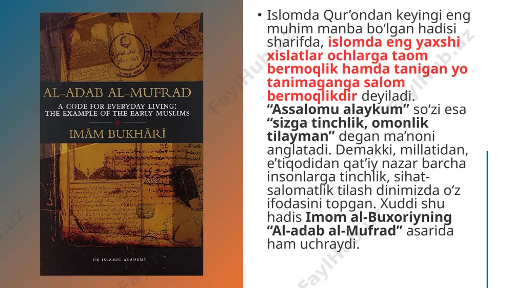 ha musulmonlardan ustuni bo‘lmagan. musulmonlar hukmiga o‘tgan shaharlarda masjid va madrasa qurishga katta e’tibor berardilar. agar shahar katta bo‘lsa, u holda bir emas, bir nechta masjid va madrasa qurilardi. ana shular qatorida 1173 yilda vafot etgan benyamin totbaliy guvoh bo‘lgan iskandariyadagi 20 ta madrasa ham turadi. bundan tashqari bag‘dod, qohira, kordova va shunga o‘xshash katta shaharlarda labaratoriya, rasadxona hamda ilmiy tadqiqotga asqotadigan barcha sharoit yaratilgan, kitobga boy kutubxonalarga ega jome’a – universitetlar qad ko‘targandi. musulmon tarixshunoslari rivoyatiga ko‘ra, birgina ispaniyada arablarga tegishli 70ta kutubxona bo‘lgan. xalifa “al-hakamus-saniy”ning kordova shahridagi xos kutubxona tokchalarida olti yuz ming kitob terilgandi. shulardan qirq to‘rt jildi fihrist – mundarija bo‘lgan. shu sababli dono karl to‘rt yuz yildan keyin fransiyaning qirol kutubxonasida to‘qqiz yuz jilddan ziyoda kitob jamlay olmagan. u jamlagan kitoblarning uchdan bir qismi ilohiyot ilmiga tegishli bo‘lgan, deyiladi”. islomda oila munosabatlari bugun butun dunyo oila instituti inqiroziga, xususan, nikohlar beqarorligi, ajrashishlar soni ortishi, nikohsiz …