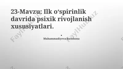erta os'mirlik psixologiyasi — PPTX
