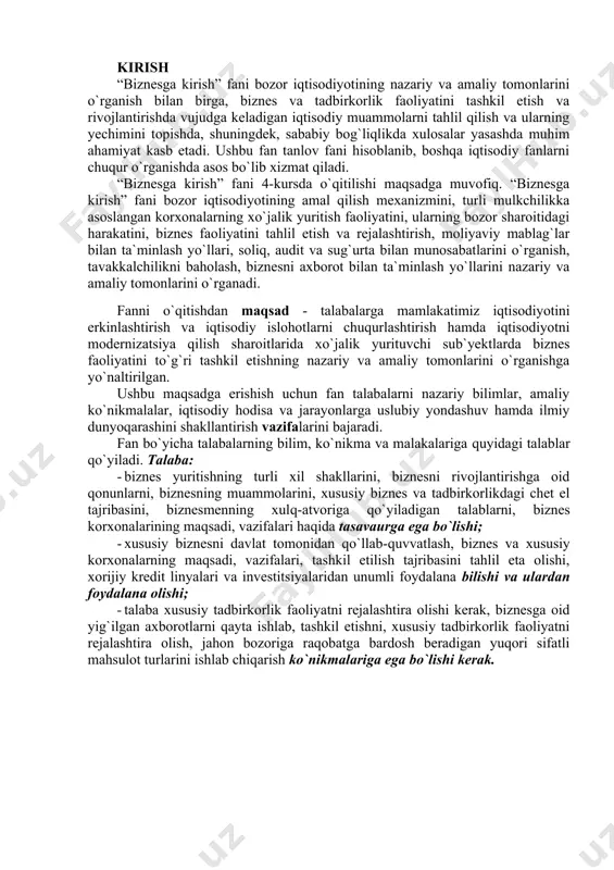 i i.a.karimov ta’kidlaganidek, «... amalga oshirilayotgan islohotlarning asosiy, eng katta maqsadi, ustuvor yo‘nalishi o‘zbekistonda haqiqiy mulkdorlar sinfini shakllantirishdan iboratdir. bizning qabul qilgan barcha farmonu qarorlarimiz, qonunlarimiz, hamma ishimiz ana shu maqsadga qaratilgandir. bu vazifalarni hal etmasdan kutilgan natijaga, hayotimizda, iqtisodiyotimizda istalgan o‘zgarishlarga erishib bo‘lmaydi». bozor islohotlarining hozirgi bosqichidagi g‘oyat muhim vazifa, eng avvalo, ishlab chiqarish sohasidagi davlat korxonalarini xususiylashtirish va ular negizida vujudga kelayotgan tadbirkorlik tuzilmalarini aniq maqsad bilan qo‘llab-quvvatlash orqali mulkdorlar sinfini shakllantirishdan iboratdir. jamiyatimiz uchun yangi bo‘lgan mana shu ijtimoiy to‘rni, uning faoliyat sohalari shakllarini o‘rganishni nazariya ehtiyojlarigina emas, balki amaliy zaruriyat ham shart qilib qo‘ymoqda. bugungi kunda mamlakatimizda ishlab chiqarilayotgan yalpi ichki mahsulotning qariyb 80 foizi, sanoat mahsulotlarining 78 foizidan ortig‘i, qishloq xo‘jaligi va chakana savdo aylanmasining deyarli barcha mahsulotlari nodavlat sektori ulushiga to‘g‘ri kelmoqda. o‘rta sinf davlatning asosi va jamiyatning eng barqaror qismidir. bu sinfni vujudga keltirish vazifasini hal qilish, turmush darajasini oshirish va har bir …