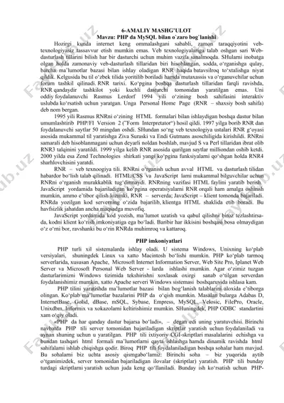 rnr (php) haqida ma'lumotlar — DOC