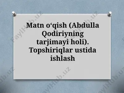 abdulla qodiriyning tarjimayi holi — PPTX