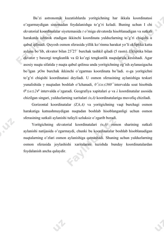 gorizontal va ekvatorial koordinatalar sistemasi - Page 4