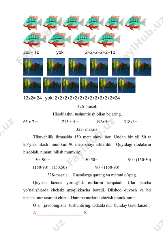 bir xonali songa ko’paytirish 4-sinf matematika - Page 4
