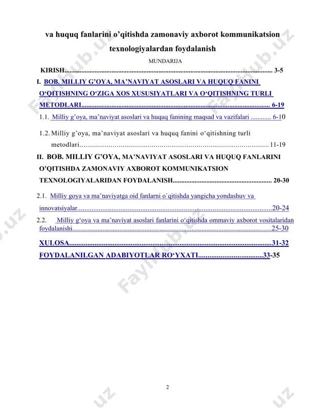 zimli tashkil etish, bu borada amalga oshirilayotgan chora-tadbirlarning samaradorligini oshirish, aholi, ayniqsa yoshlarning intellektual salohiyati, ongu tafakkuri va dunyoqarashini yuksaltirish, mafkuraviy immunitetini mustahkamlash, vatanparvarlik, xalqqa muhabbat va sadoqat tuyg‘usi bilan yashaydigan barkamol avlodni tarbiyalashga alohida e’tibor qaratilmoqda. jamiyat rivojlanishining asosiy harakatlantiruvchi kuchi boʻlgan yosh avlodni har tomonlama barkamol, yetuk mutaxassis sifatida tarbiyalash, ajdodlarimiz tomonidan yaratilgan boy ma`naviyma`daniy merosni oʻrganish va ulardagi ilg`or g`oyalar va qarashlardan hozirgi zamon yoshlar ta`lim-tarbiya jarayonida foydalanish yoʻllari dolzarb pedagogik muammo hisoblanadi. chunki, yoshlar ma`rifati va madaniyatini yuksaltirishda, ma`naviy komillikka erishishida milliy g’oya, ma’naviyat asoslari va huquq, ma`naviyatning pedagogik asoslari fanining ahamiyati beqiyosdir. bugun mamlakatimizdagi oliy oʻquv yurtlarida mavjud milliy g’oya, ma’naviyat asoslari va huquq, ma`naviyat asoslari va milliy g’oya, ma’naviyat asoslari va huquq ta`limi yoʻnalishida milliy g’oya, ma’naviyat asoslari va huquq, ma`naviyatning pedagogik asoslari fanini oʻqitilishi, ya`ni ushbu ixtisoslik egalari milliy g’oya, ma’naviyat asoslari va huquq, ma`naviyatning pedagogik asoslaridan xabardor boʻlishini ta`minlash zaminida inson kamoloti …