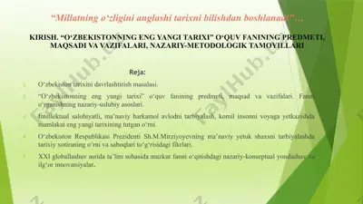 "o‘zbekistonning eng yangi tarixi" — PPTX