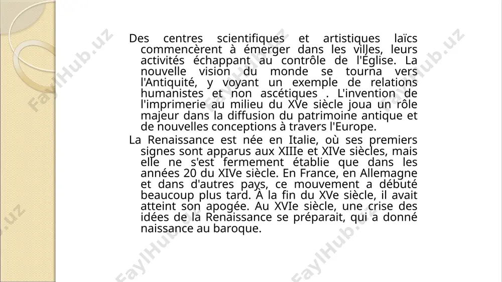 d artiste de la renaissance allemande. l'un des artistes les plus célèbres d'italie était léonard de vinci, qui a réalisé et mis en œuvre une nouvelle technique de peinture. merci pour votre attention. image3.png image4.jpeg image5.png image6.png image2.jpeg /docprops/thumbnail.jpeg