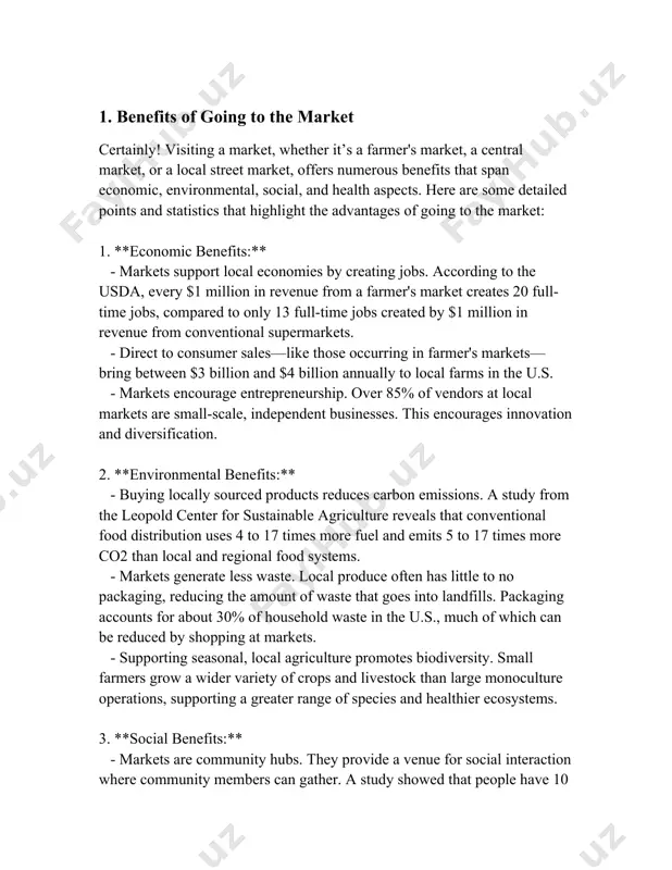 t communities. markets serve not only as centers of commerce but also as vital parts of social and cultural fabric, promoting a holistic approach to living sustainably and healthily. 2. local farmers' markets local farmers' markets are vital components of the community ecosystem, providing numerous benefits both economically and socially. these markets are platforms where local farmers and producers sell their fresh produce directly to consumers. in the united states, there are more than 8,600 farmers' markets as of 2023, according to the usda's national farmers market directory. this number has seen significant growth from the approximately 2,000 markets recorded in 1994, illustrating their rising importance. economic impact: local farmers' markets contribute substantially to the local economy. a study by the farmer’s market coalition indicates that for every dollar spent at a farmers' market, an estimated $0.48 is recirculated within the local economy. additionally, the usda agricultural marketing service found …