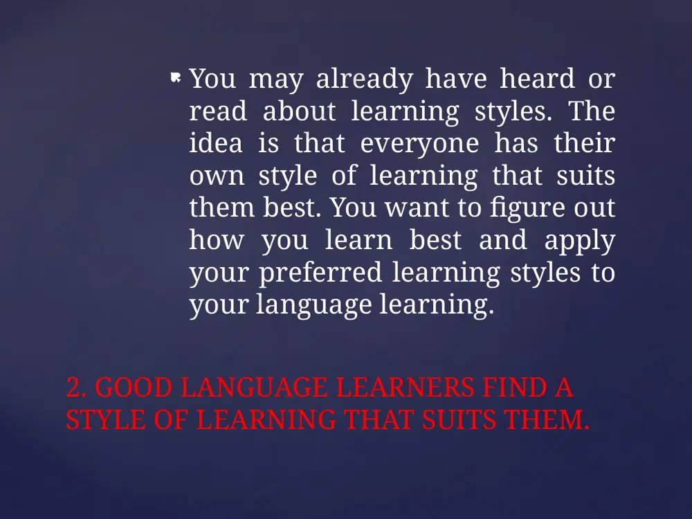 w are you?” is a greeting formula in english, not a real question. a good language learner knows that language and culture are two sides of the same coin. 9. good language learners are also good culture learners. good language learners work through their feelings of frustration and their lack of confidence. they are able to cope with the challenges of language learning; they can live with having good language days and bad language days. they don’t let themselves give up, instead reminding themselves how important it is to keep going – even when they don’t feel like it. 10. good language learners have a long-term commitment to language learning. language learning doesn’t involve one skill, it involves many skills. besides the ‘classic four’ (reading, writing, listening, and speaking), skills related to phonetic memory, the ability to retain vocabulary and solve grammatical problems are also essential. a good language learner: …