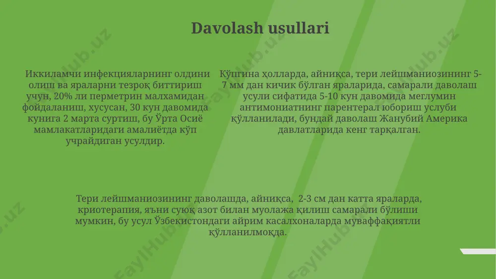 teri leishmaniozi: patogenez, klinik ko‘rinish, diagnostika va davolash (taqdimot) - Page 5