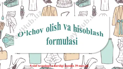 o‘lchov olish va hisoblash formulasi 5-sinf — PPT