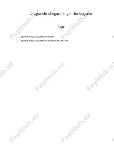 o`zgarishi chegaralangan funksiyalar — DOC