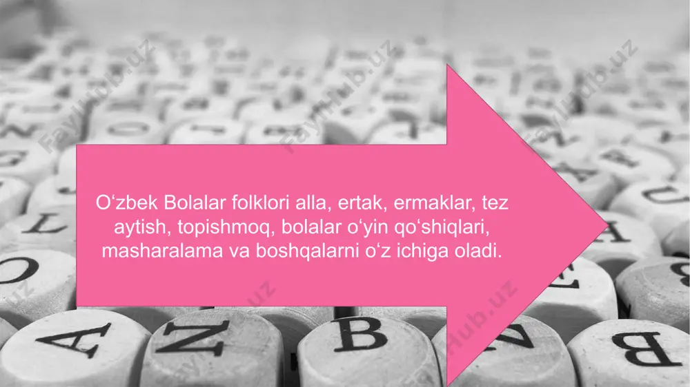 parokanda allalar voqeaband alla bulbul sayrar yozina, alla-yo alla, qulluq qush ovozina, alla-yo alla. manim bulbul shu o‘g‘lim, alla-yo alla, quloq qo‘ysin ovozima, alla-yo alla. bulbul kichkina qushdir, alla-yo alla, sahar ovozi xushdir, alla-yo alla. bermang bulbula ozor, alla-yo alla, bulbul beozor qushdir, alla-yo alla. bulbul sayrar chamanda, alla-yo alla, shu bag‘ri keng vatanda, alla-yo alla. uni aslo cho‘chitmang, alla-yo alla, sayrasin shu chamanda, alla-yo alla. bulbul uchar qo‘limdan, alla-yo alla, har kim qo‘rqar o‘limdan, alla-yo alla. shu bulbulim sayrasa, alla-yo alla, o‘lim qochar yo‘limdan, alla-yo alla. bolalar qo’shiqlari contents here contents here contents here contents here contents here qo‘shiq – xalq og‘zaki ijodida shakllangan lirik janr sifatida mashhur. uning muhim belgisi – ijro uchun mo‘ljallanganlik u turli fasl, holat va vaziyatlarda, yoxud har xil o‘yinlar jarayonida kuylanib, bolalarning aqliy va jismoniy kamolotga yetishuvida muhim omil sanaladi. “qo`shiq” keng ma’noda qo‘shiqshunoslikka, tor ma’noda folklorga oid atamadir “boychechak” – badavlat, muqaddas, …