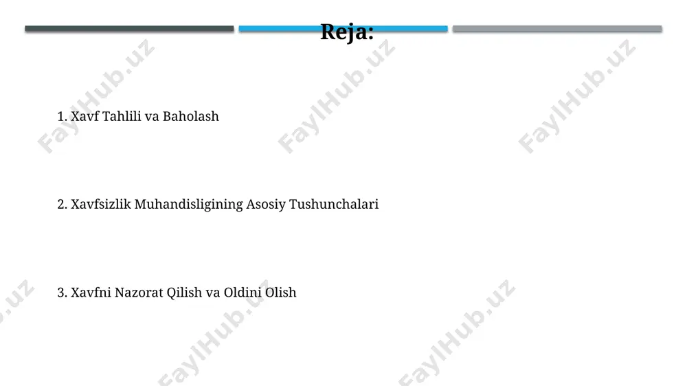 ga qaratilgan. xavfsizlik muhandisligi standartlari, masalan, iso 14001, ishlab chiqarish jarayonlarida 20% gacha baxtsiz hodisalarni kamaytirishga yordam beradi va samaradorlikni oshiradi. favqulodda vaziyatlarga tayyorgarlik va javob berish favqulodda vaziyatlarga tayyorgarlik rejalari kamida 3 ta stsenariyni (tabiiy ofatlar, texnogen avariyalar, terrorizm) o'z ichiga olishi va har bir stsenariy uchun aniq harakatlar rejasi, masalan, 15 daqiqada evakuatsiya qilish protokoli bo'lishi kerak. effektiv javob berish uchun aloqa tizimi muhim, masalan, 2 ta mustaqil aloqa kanali (radio, uyali aloqa) zarur va xodimlar 5 soniyada bog'lanishni ta'minlashi kerak. xavfni boshqarish strategiyasi xavfni qabul qilish, xavfni kamaytirish va xavfni o'tkazish kabi 3 ta asosiy xavfni boshqarish strategiyasi mavjud bo'lib, ularning har biri turli xil xavflar va byudjetlar uchun mos keladi. xavfni boshqarish strategiyasi, xavf darajasini aniqlash, tahlil qilish va kamaytirish bo'yicha 4 bosqichli jarayonni (aniqlash, baholash, nazorat qilish va monitoring qilish) o'z ichiga oladi, bu esa qabul qilinadigan xavf darajasini 10% dan kamroq qilib kamaytiradi. xavfsizlikni …