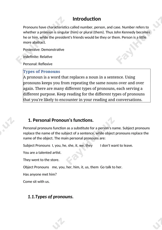 t, us, them go talk to her. has anyone met him? come sit with us. the personal pronouns you use depend on many things, including the context of a sentence and a person's preferred pronouns. many style guides now have guidance on using they/them as singular pronouns. possessive pronouns possessive pronouns show ownership or possession of a noun. they replace a noun that typically has an apostrophe and «s» after it (such as «bethany's»). there are two types of possessive pronouns: possessive determiners that can function as pronouns, and independent possessive pronouns, which refer to a previously stated noun. possessive determiners my, your, our, her, his, its, their is that my book? your dog is so cute. her job is exciting. independent possessive pronouns mine, yours, ours, hers, his, its, theirs that prize is mine. ours is down the street. the decision is theirs. notice that the possessive determiners always …