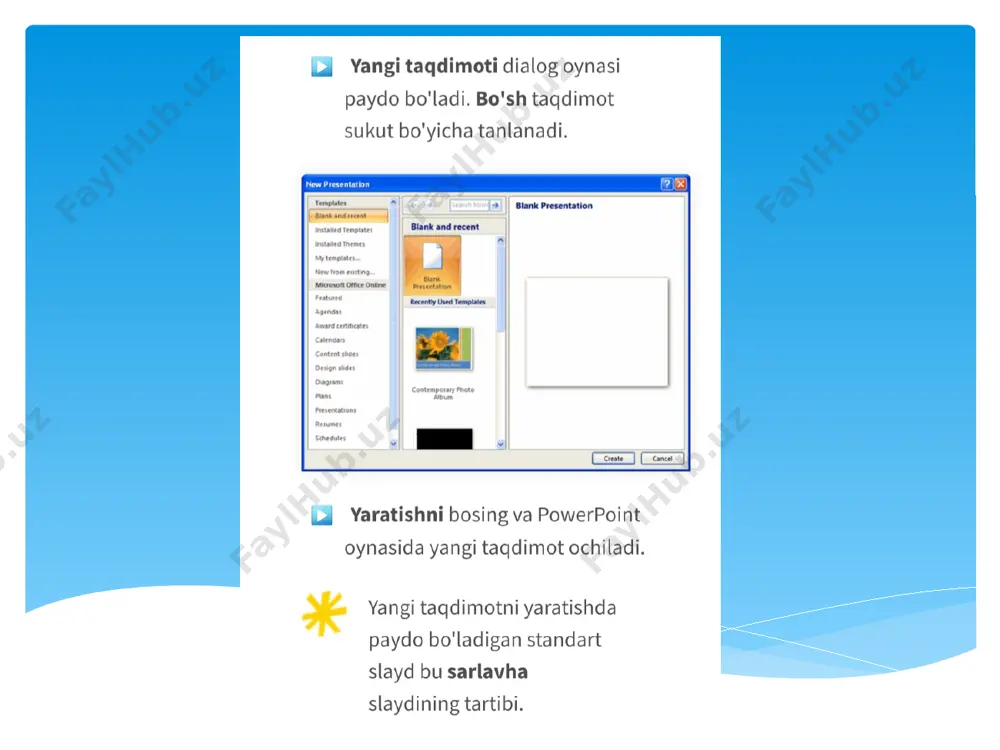 power point dasturida taqdimot tayyorlash - Page 4