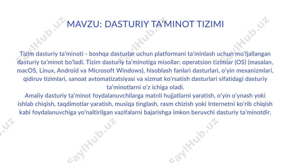 r sohada ishlash uchun yaratilgan bo'ladi, masalan, ilmiy hisoblashlar, simulyatsiyalar yoki korxona boshqaruvi uchun dasturlar. dasturiy taminotning boshqa bir muhim jihati — uning yangilanishi va qo'llab-quvvatlashi. dastur ishlab chiquvchilari doimiy ravishda dasturlarni yangilab, xatolarni tuzatish, xavfsizlikni yaxshilash va yangi funksiyalarni qo'shishadi. dasturiy taminotning boshqa bir qismi — bu "open-source" (ochiq manba) dasturlar, ya'ni ularning kodlari ochiq bo'lib, har kim tomonidan o'zgartirilishi va rivojlantirilishi mumkin. windows xp va windows vista — microsoft tomonidan ishlab chiqilgan va keng tarqalgan operatsion tizimlar bo'lib, ular turli davrlarda kompyuterlar uchun asosiy tizim sifatida xizmat qilgan. ularning har biri o'ziga xos xususiyatlar va yutuqlarga ega edi. keling, har biriga alohida to'xtalib o'taylik. windows xp (2001) windows xp 2001-yil 25-oktabrda chiqarilgan va kompyuterlar dunyosida katta inqilobni boshlab berdi. bu tizim o'zining yuqori samaradorligi, ishonchliligi va foydalanuvchilarga qulay interfeysi bilan tanilgan. xp, microsoftning oldingi versiyalaridan (masalan, windows 98 va windows me) farqli o'laroq, mustahkam ishlashga ega edi. asosiy …