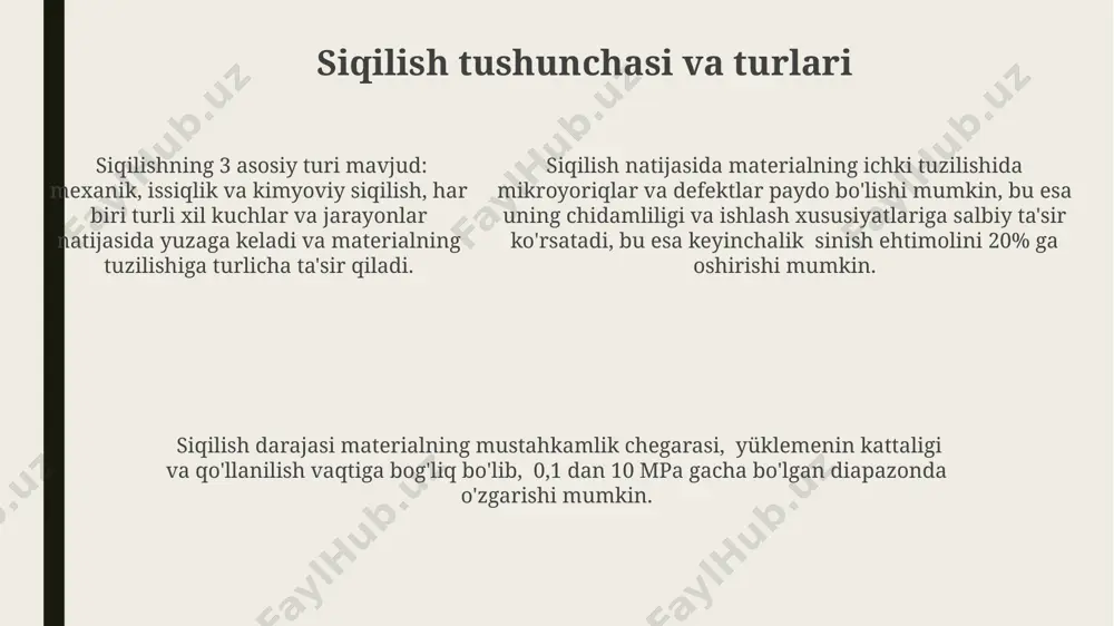minlash uchun ortiqcha zaxira tizimlari va avtomatik tiklash jarayonlari qo'llanilishi kerak. bunda 5 ta server va 3 ta aloqa kanali orqali redundansiya ta'minlanadi. xavfsizlik choralari bo'yicha 3 ta asosiy yo'nalish mavjud: jismoniy himoya (masalan, 10 ta kameralar), axborot xavfsizligi (parol uzunligi kamida 8 ta belgi) va inson omili (xavfsizlik bo'yicha 2 soatlik trening). xavfsizlik choralari bo'yicha 3 ta asosiy yo'nalish mavjud: jismoniy himoya (masalan, 10 ta kameralar), axborot xavfsizligi (parol uzunligi kamida 8 ta belgi) va inson omili (xavfsizlik bo'yicha 2 soatlik trening). siqilishning asosiy sabablari oilaviy nizolar, jumladan, ajrashish yoki yaqin kishining yo'qotilishi, siqilishning 25% gacha sabab bo'lishi mumkin. siqilishning 30% dan ortig'i ish joyidagi munosabatlarning yomonlashuvi va 15% moliyaviy muammolar bilan bog'liq. sog'liqni saqlash muammolari, xususan surunkali kasalliklar, siqilish darajasini 10-15 ballga oshirishi mumkin, bu esa stress darajasiga ta'sir qiladi. deformatsiyani aniqlash usullari kuchlanish tensometriyasi yordamida 100 mpa gacha bo'lgan kuchlanish darajalarini 0.01% aniqlikda o'lchash mumkin, bu strukturaviy …