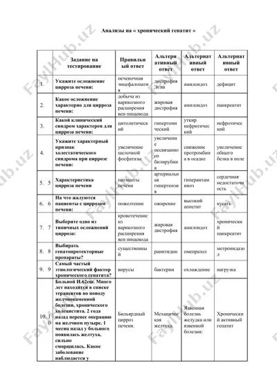 хронический гепатит анализлари — DOC