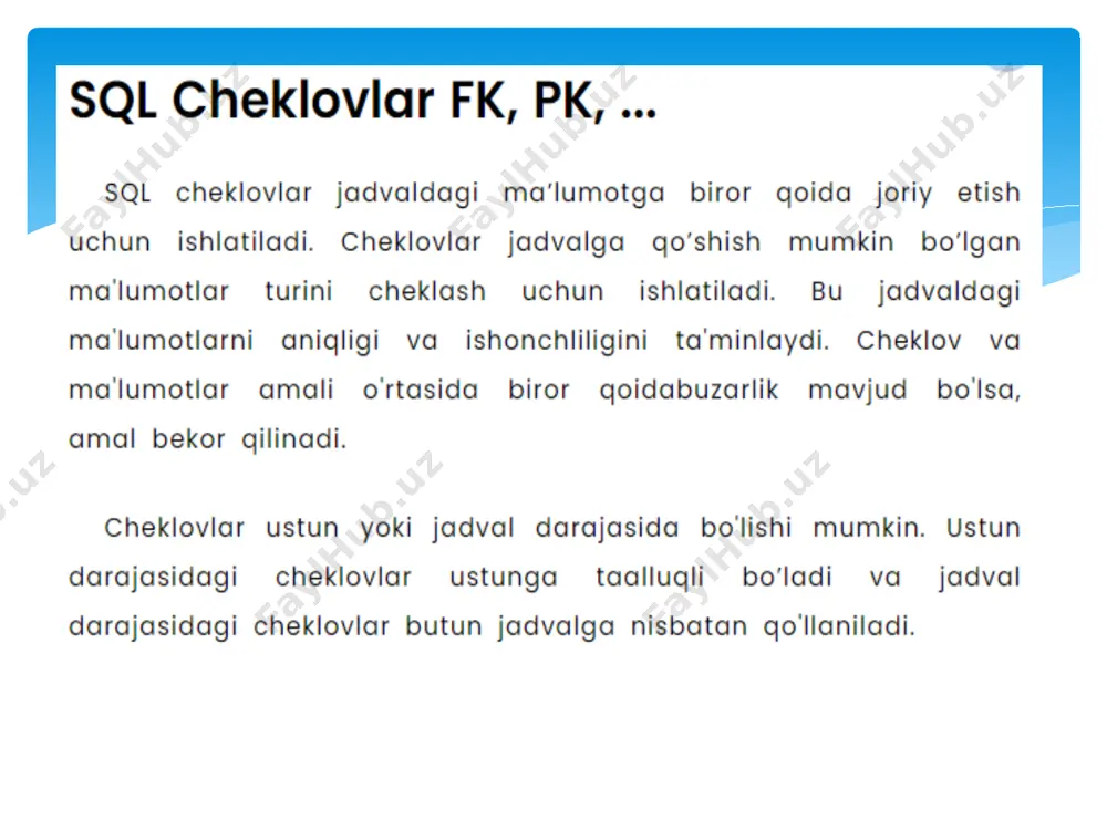 sql cheklovlar fk, pk - Page 2