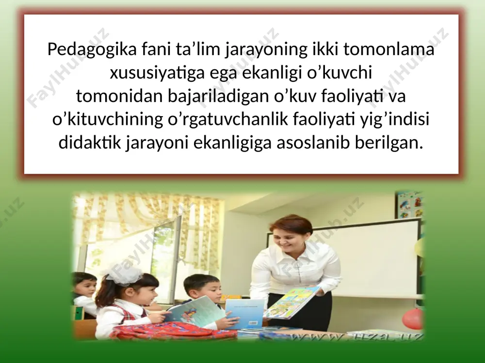 vjud muxit butunlay uzgaradi: - insonning xayotidan uz urnini topish jarayoni tezlashadi: - jamiyatda mustakil fikrlovchi erkin shaxsning shakllanishiga olib keladi: - jamiyatimizning potentsial kuchlarini ruyobga chikarishda juda katta axamiyat kasb etadi: -fukarolik jamiyatini kurishni ta’minlaydi, model vositasida dunyoda munosib urin olishga, uzbek nomini yanada yoyib tarannum etishga erishiladi. so’ngi payitlarda pedagogik olimlar, amaliyotchilar ilmiy asoslangan ta’lim texnologiyalarini o’z faoliyatlarida keng ko’llashga intilmokdalar. ta’lim texnologiyalarini ishlab chikish va amalga oshirish ilmiy muammo sifatida maxsus tadkik etishni kuzda tutadi, bunda eng avvalo kuydagilarni aniklash lozim: - ta’lim texnolgiyasi sifatida nimani anglatishi va uning tuzilmasi kanday tarkibiy kismlardan tashkil topgan; -jarayon sifatida ta’lim texnologiyasining funktsional tuzimasi nimalardan iborat; -ta’lim texnologiyalari kadrlar tayyorlash milliy dasturi maksadlariga kanday darajada tugri kelishi va uni kanday baxolash mumkinligi. 14-10 moot guruh to’lisov oybek e’tiboringiz uchun rahmat! image1.jpeg image2.jpeg image3.jpeg image4.jpeg image5.jpeg image6.jpeg image7.jpeg image8.jpeg