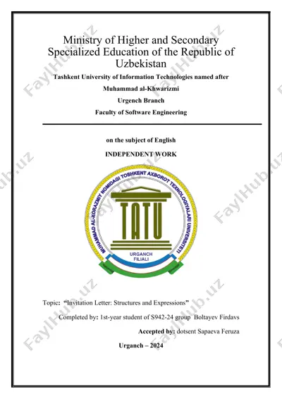 invitation letter: structures and expressions — DOCX