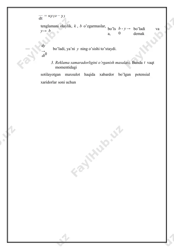 oddiy differensial tenglamalar vositasida ifodalanuvchi matematik modellariga misollar - Page 5