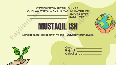 yashil iqtisodiyot va rio - 2012 konferensiyasi — PPTX