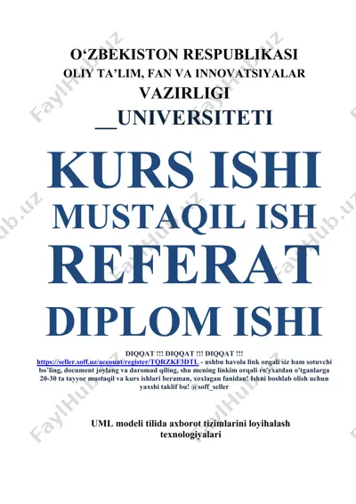uml modeli tilida axborot tizimlarini loyihalash texnologiyalari — DOCX