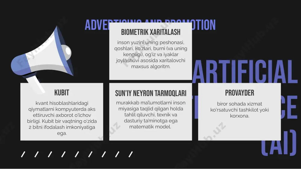 usiyatlarini atomlar hamda subatomik zarralar miqyosida tavsiflovchi fundamental nazariya. kvant superpozitsiyasi – kvant mexanikasining asosiy prinsipi. unga ko‘ra, xuddi klassik fizikadagi to‘lqinlar singari har qanday ikkita (yoki undan ortiq) kvant holatini birlashtirish mumkin (superpozitsiya). natijada, yana bitta to‘g‘ri kvant holati bo‘ladi va aksincha, har bir kvant holatini ikki yoki undan ortiq boshqa holatlar yig‘indisi sifatida ko‘rsatish mumkin. kvant chigallashishi – juftlik yoki guruh zarralari paydo bo‘lganda, o‘zaro ta‘sirlashganda yoki fazoviy yaqinlikni ifodalashda juftlik yoki guruhning har bir zarrachasi kvant holatini boshqalar holatidan mustaqil ravishda ta‘riflab bo‘lmaydigan fizik hodisa.) kvant hisoblash bo‘yicha eng ilg‘or loyihalardan biri google ai quantum bo‘lib, uning maqsadi super o‘tkazuvchi kubit protsessorlarni ishlab chiqish hamda turli ilovalarni kvant yordamida optimallashtirishdan iborat. /(ai) bulutli hisoblash sining bulutli hisoblash xususiyati katta hajmdagi axborotlar bilan ishlashda ularni saqlash, masofadan boshqarish va uzatish imkoniyatini beradi. bulutli hisoblash sohasida microsoft azure, google cloude, alibaba cloude yetakchi provayderlar hisoblanadi. artificial intelligence (ai) artificial …