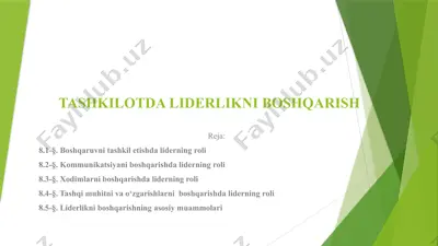 tashkilotda liderlikni boshqarish — PPTX