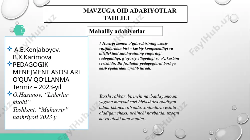 didikan” (spp) - ta'lim xizmatlari komissiyasiga nomzodlarning hujjatlari taqdim etiladi va spp tanlov jarayonida nomzodlarni saralash uchun yozma imtihon va suhbat o‘tkaziladi. mamlakatimizda yosh tajribali, salohiyatli kadrlarni sertifikatlashtirish tizimi yaxshi yo‘lga qo‘yilgan. bu jarayonni takomillashtirish borasida yozma imtihon va suhbat jarayonini tashkil etish mexanizmini rejalashtirish, ishlab chiqish taklif etiladi. 02. psixologik moslik: o‘qituvchining psixologik barqarorligi, stressga chidamliligi va o‘quvchilar bilan til topisha olish qobiliyati muhim ahamiyatga ega. avstraliyada barcha o‘qituvchilar bolalar bilan ishlashga ruxsatnoma (working with children check) va jinoiy o‘tmishga ega emasligini tasdiqlovchi tekshiruvlardan o‘tishi kerak.tanlov komissiyasi: har bir maktab o‘zining tanlov komissiyasiga ega bo‘lib, ular arizalarni ko‘rib chiqish va eng yaxshi nomzodlarni saralash uchun javobgardirlar. o’qituvchilarga xorijiy tajribalarga asoslangan .ruxsatnoma ya’ni (working with children check) va jinoiy o‘tmishga ega emasligini tasdiqlovchi tekshiruvlardan o‘tkazish mexanizmini tashkil qilish taklif etiladi. qiyosiy tahlil 03. maktabgacha va maktab ta’limi tashkiloti xodimlarnining uzluksiz malaka oshirish tizimi takomillashtirildi . ularga har 5 yilda bir …