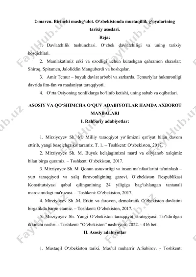 o‘zbekistonda mustaqillik g‘oyalarining tarixiy asoslari — DOCX