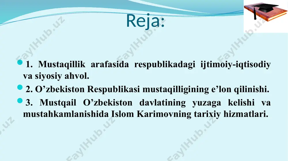 an o‘zbekiston hududida hokimiyat va boshqaruv idoralari, korxonalar, tashkilotlar hamda muassasalarning qabul qilgan barcha qarorlari va ularning ijrosi sssr va o‘zbekiston ssr konstitutsiyalariga hamda qonunlariga, o‘zbekiston respublikasi prezidenti farmonlariga va vazirlar mahkamasining qarorlariga so‘zsiz mos kelishi kerak, deb belgilab qo‘ydi. i. a. karimov bundan keyin kpss markaziy qo‘mitasi siyosiy byurosining tarkibida qola olmasligi to‘g‘risida bayonot berdi. mazkur bayonotni o‘zbekiston kompartiyasi mq byurosi va markaziy nazorat komissiyasi rayosati ma’qulladi. 1991 yil 25 avgustda o‘zbekiston prezidentining maxsus farmoni e’lon qilindi. farmonga binoan respublika ichki ishlar vazirligi va davlat xavfsizlik qo‘mitasi o‘zbekiston ssrning qonuniy tasarrufiga olindi. respublika hududida joylashgan sssr ichki ishlar vazirligining ichki qo‘shinlari bevosita o‘zbekiston prezidentiga bo‘ysundirildi. respublika ichki ishlar vazirligi, davlat xavfsizlik qo‘mitasi, prokuraturasi va adliya organlari, shuningdek, respublika hududida joylashgan ichki qo‘shinlar, тurkiston harbiy okrugi qismlari va qo‘shilmalari partiyadan butunlay xoli qilindi. 1991 yil 31 avgust kuni o‘zbekiston respublikasi oliy kengashining navbatdan tashqari oltinchi sessiyasi bo‘lib o‘tdi. sessiyada o‘zbekiston …