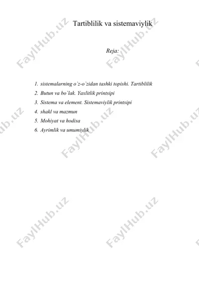 tartiblilik va sistemaviylik — DOC