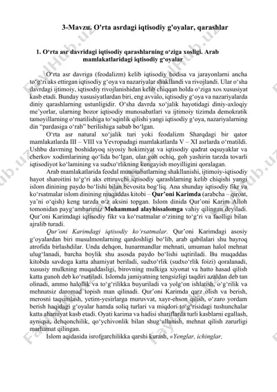 o'rta asrdagi iqtisodiy g'oyalar va qarashlar — DOCX