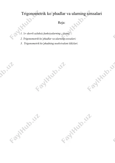 trigonometrik ko`phadlar va ularning xossalari — DOC