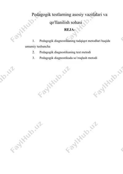 pedagogik diagnostika — DOC