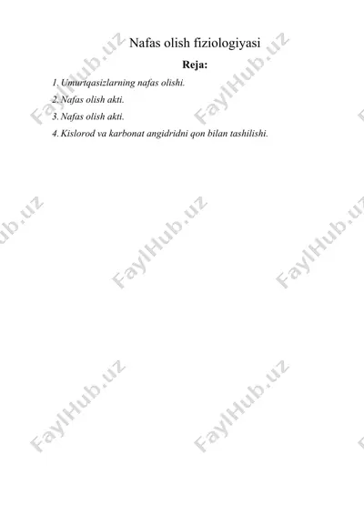 nafas olish fiziologiyasi — DOCX