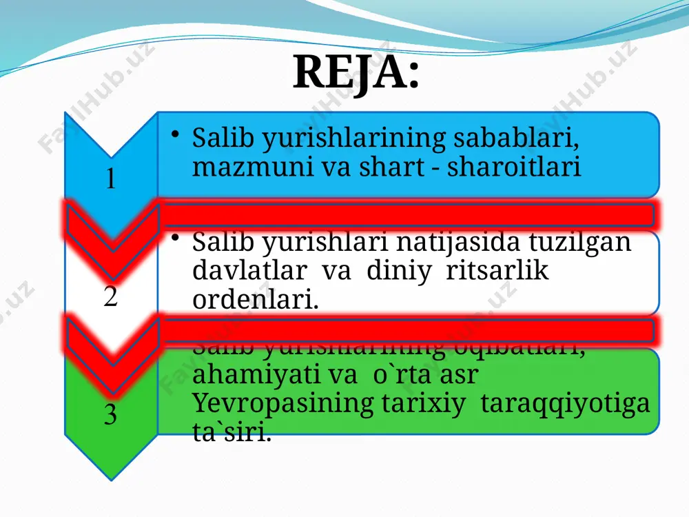 da mansikert yaqinidagi jangda vizantiya qo`shinlarini mag`lubiyatga uchratib deyarli butun kichik osiyoni egallab olishdi. shuningdek asosiy xristianlik ilohlari joylashgansuriya va iyerusalim bilan birgalikda falastinni ham egalladi. bu esa bir qancha vaqt feodallar bu jannatmakon yerlarga tashrif buyurishini qiyinlashtirdi va dushmanlarga bu yerlarni ozod qilish uchun targ`ibot qilishga bahona bo`ldi. vizantiya hech qachon xi asr oxiridagi kabi achinarli holatga tushmagan edi.saljuqiy turklar deyarli oxirgi bo`g`ozlargacha egalladilar va konstantinopoldan 1000 kmcha narida bo`lgan nikea shahrini o`zlarining poytaxtiga aylantirdilar. janubiy italiyalik normandlar esa bolqongacha suzib bordilar. makedoniya va fessaliyani vayronaga aylantirdilar. imperator aleksey i ularni u yerlardan chiqarib tashlashga muyassar bo`lgan bo`lsada ammo shimoldan konstantinopolga suqulib kira boshlashgan edi. turk amiri chaxa ular bilan konstantinopolga hujum qilish bo`yicha kelishuv tuzdi. bu esa vizantiya imperatori aleksey i ni papa va g`arbiy yevropalik qirollardan yordam so`rashga majbur qildi. bu murojat salib yurishlariga undovchi feodal va ritsarlarning rejalarini ro`yobga chiqarish uchun juda qulay sabab edi. salib …