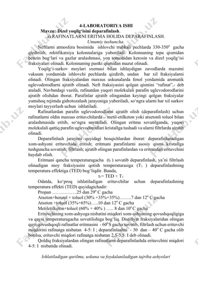laboratoriya ishi - dizel yoqilg‘isini deparafinlash — DOCX