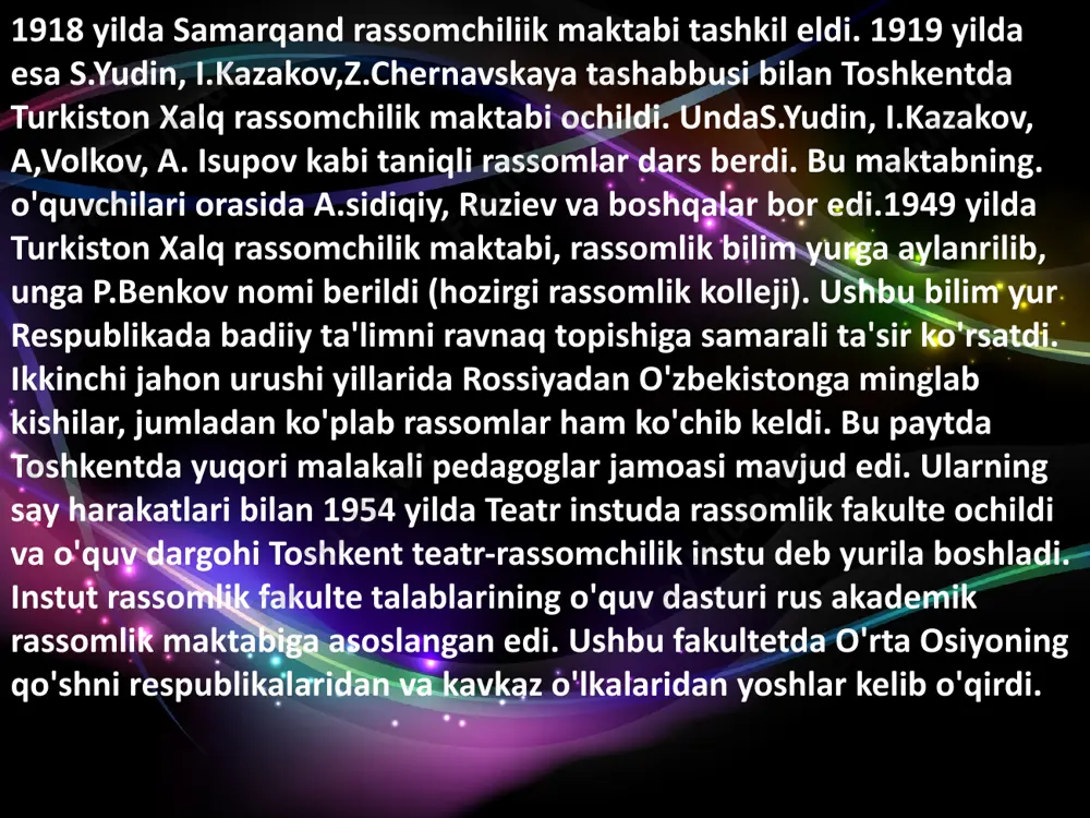o'zbek milliy tasviriy san'ati, uning yo'nalishlari va janrlari - Page 5