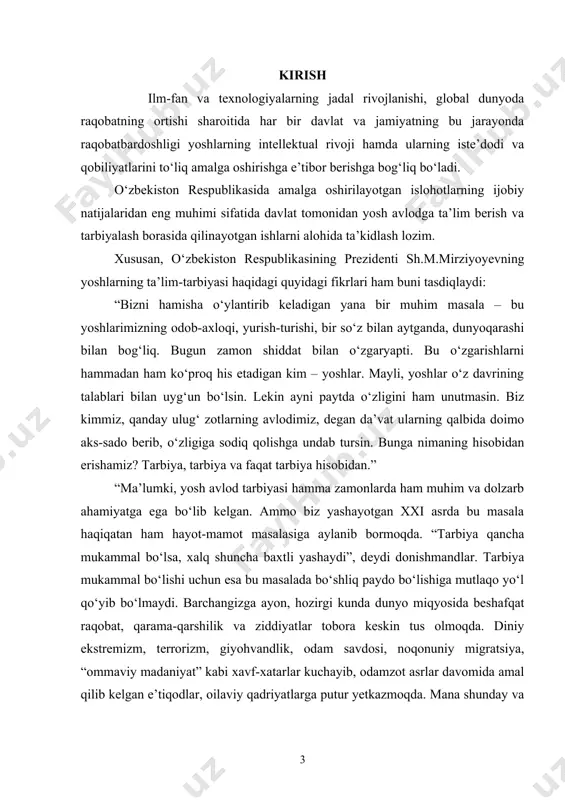 doshib, ratsional yechish usullari bilan tanishtirish maqsadga muvofiqdir. matematikaning bir qancha masalalarida turli ko‘rinishdagi ifodalarning erishadigan eng katta yoki eng kichik qiymatlarini aniqlash talab etiladi. odatda bunday masalalar ekstremal masalalar deb yuritidadi. bunday masalalarni yechish uchun matematik analizda an’ana bo‘lib qolgan differensial hisob usullaridan keng foydalanilishi ko‘pchilikka ma’lum. ba’zi ekstremal masalalarni hal ko‘plab noqulayliklar yuza keltirish mumkin. o‘quvchilarni masalalar yechishga ratsional tarzda yondoshishi, mantiqiy fikrlarini kengashtirish maqsadida, ularga ekstremal masalalarni yechishda no’anaviy usullardan foydalanishni o‘rgatish foydaliroqdir. ekstremal masalalarni yechishda turli “sun’iy” usullar yaratib ular orqali masalalarni yechishga o‘rgatish o‘quvchilarning matematik qobiliyatini o‘stirishda muhim rol o‘ynaydi. ushbu bitiruv malakaviy ishda biz ekstremal masalalarni yechishda qo‘llash mumkin bo‘lgan ba’zi bir usullarni tavsiya qilmoqdamiz. bunda biz asosan, yig‘indi yoki ayirma ko‘rinishda berilgan ifodalar, ratsional kasr ko‘rinishda berilgan ifodalar ekstremal qiymatlarini aniqlash, kvadrat uchhad qatnashgan ifodalarning ekstremal qiymatlarini aniqlash usullarini kiritib, ular asosida ekstremal masalarni yechish usullarini ishlab chiqdik. bundan tashqari matematikada yaxshi tanish …