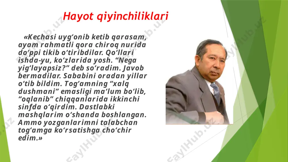 kanligi hech kimga sir emas. hatto tasavvuf falsafasida ham mazkur masalaga alohida e’tibor bilan qaralgan. bu falsafaning yirik vakillaridan bo‘lgan ahmad yassaviy, bahovuddin naqshbandiy, najmiddin kubro tariqatlarida ota-onalar o‘zaro munosabatlarining farzandlar kamolotidagi roli, farzandlarning ota-onalariga bo‘lgan munosabati mavzusi alohida ta’kidlab o‘tilganini ko‘ramiz.zamonamizning hozirjavob adibi bo‘lgan tohir malik qissasida asrorning jinoyat yo‘liga kirib qolishiga, asosan, oilaviy muhit, ota-onasining noto‘g‘ri tarbiyasi sabab bo‘lgani zaruriy dalillar asosida ko‘rsatib beriladi. hayotga, odamlarga beparvolik, bepisandlik tuyg‘ulari uning yuksak orzu-umidlari ustiga tuproq tortadi. asror o‘zi istamagan holda jinoyat ko‘chasiga kirib qoladi. adib qissaning bir qator o‘rinlarida asrorning jinoyat yo‘lini tahlil etar ekan, bu mash’um taqdirda uning bir o‘zi gunohkor emasligini, balki oila, atrofidagi kishilar, ota-onasi ham birdek aybdor ekanini ta’kidlashga urinadi.asrorning jinoyat yo‘li qamariddin bilan boshlangani qissaning bir necha o‘rinlarida ko‘rsatiladi. zero, qissaning maxsus bir bobida ta’kidlanganidek, qamariddin ismi jismiga, hayot yo‘liga mos yigitlardan emas; u ko‘cha bolasi bo‘lib tug‘ilgan, ko‘cha bolasi bo‘lib o‘sgan. asror va …
