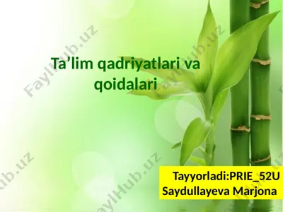 ta’lim qadriyatlari va qoidalari — PPTX