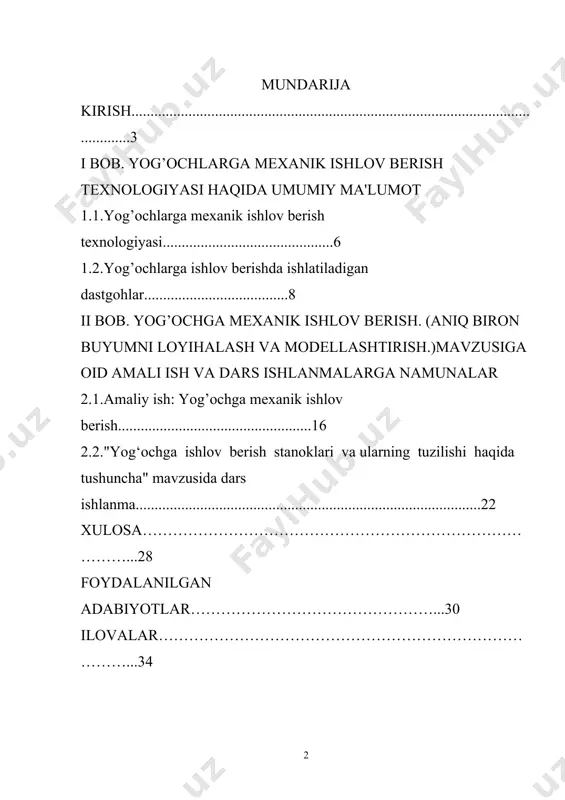 diqqatga loyiq ishlar amalga oshirilmoqda. mehnatga tayyorlash jarayonida shaxsning ma`suliyat, ijtimoiy faollik, burch, jamoatchilik ongli intizom kabi ijtimoiy xususiyatlarni shaklllantirish alohida ahamiyat kasb etadi. shaxsning bu aqloqiy fazilatlari u rivojlanayotgan jamiyatga, ijtimoiy turmush hodisalariga munosabati va ularni baholash xususiyati orqali ifodalanadi. jamiyat turmishida axloqiy asoslar rolini oshirish, ma`naviy omil ta`siri sohasini kengaytirish odamlar o`rtasidagi o`zaro munosabatlarni ma`muriy tartibga solishning ahamiyatini pasaytiradi. bizni o`rab turgan voqelikdagi jarayonlar va hodisalar kompleks, ko`p qirrali va ko`p jixatli bo`lgani uchun shaxsning voqelikka munosabati ham o`zaro bog`liq va bir-birini taqozo etadigan baholar murakkab kompleksi orqali tasavvur etiladi va ifodalanadi. bunda g`oyaviy-siyosiy, tarbiyaviy jihat baholar va munosabatlarning eng muhim, ustun jihati hisoblanadi. o`quvchilarni mehnatga amaliy tayyorlash, ularda kasb tanlashga, mehnat faoliyatining bir turi sifatida ijtimoiy foydali unumli mehnatga ma`suliyatli munosabatni shakllantirish murakkab va ko`p jihatli muammodir. umumta`lim maktabi 5 va 6-sinflar mehnat darslarida yog`ochlarga ishlov berish texnologiyasi asoslari bo`limida o`quvchilarga yog`ochga ishlov berish ustaxonasi, yog`ochlarning odamlar …