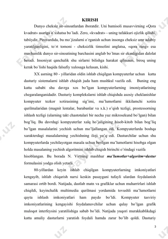 bu esa ancha qiyinchiliklar tug’diradi. bundan tashqali natijalarni tahlil qilishda, ularni solishtirishda ham fayl oqimi bilan ishlash juda ko’p qulayliklarni olib keladi. kurs ishining dolzarbligi: c# dasturlash tili hozirgi kunda rivojlanib borayotgan dasturlash tillaridan biri hisoblanadi. ushbu kurs ishini bajarish orqali berilgan fizika masalalarni kompyuterda dasturlash tillari orqali yechish va dasturda turli xildagi komponentalar, turli ob’yektlar, metodlar tushunchalaridan foydalanish kabi vazifalarni o`rganishga olib keladi. kurs ishining maqsadi: c# dasturlash tilida fizik masalalar yechimi bilan ishlash, hamda komponentalar haqida tushunchalar olish. kurs ishining ob’yekti: c# dasturlash tilida fizik masalalar bilan ishlash va uning ob’yektlari, metodlari haqida ma`lumot berishdan iborat. kurs ishining predmeti: c# dasturlash tilida fizik masalalar bilan ishlash va kerakli metodlaridan foydalanish mazmuni. i bob. c# dasturlash tili haqida ma’lumotlar 1.1. c# dasturlash tilining tarixi c dasturlash tili ko`plab boshqa dasturlash tillarining asosi hisoblanadi. misol uchun c++, java, java script, go, rust,limbo, lpc, c#, php, python, perl, verilog va c-shell …