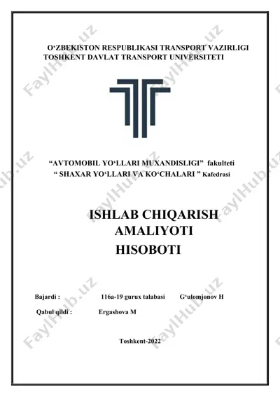 ishlab chiqarish hisoboti — DOCX