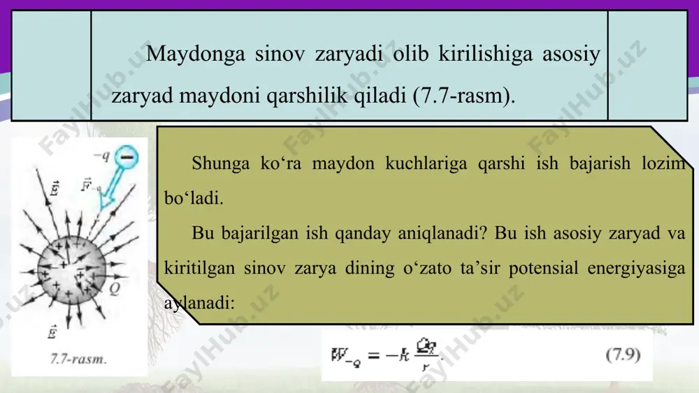 nuqtaviy zaryad maydonining potensiali. potensiallar farqi 10 - sinf - Page 3